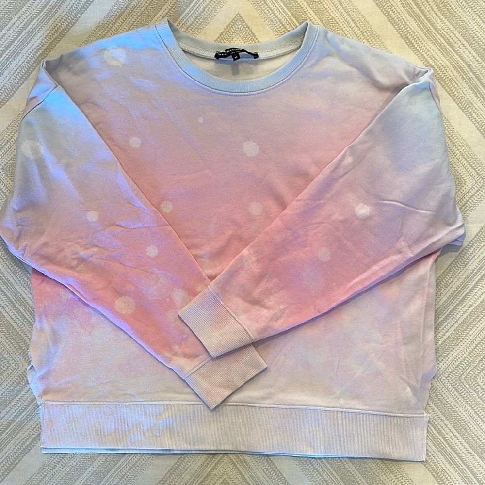Generation Love Women’s Tie-Dye Bleach Splatter Sweatshirt in Pastel Shades - M